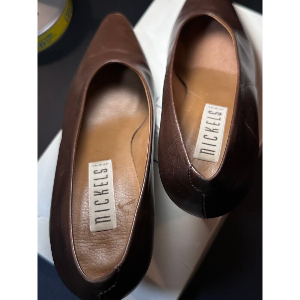 Nickels Carleen Pump 8.5 M Brown Leather Heels | Made in Italy Classic Vintage - Picture 6 of 9